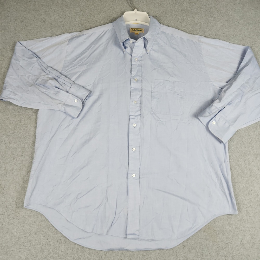 L.L. Bean Dress Shirt Mens 17.5 33 Blue Oxford Business Long Sleeve Button Down